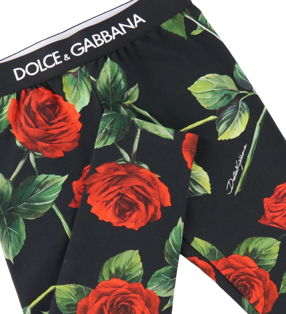 Dolce & Gabbana Leggings - 90's - Sort m. Roser