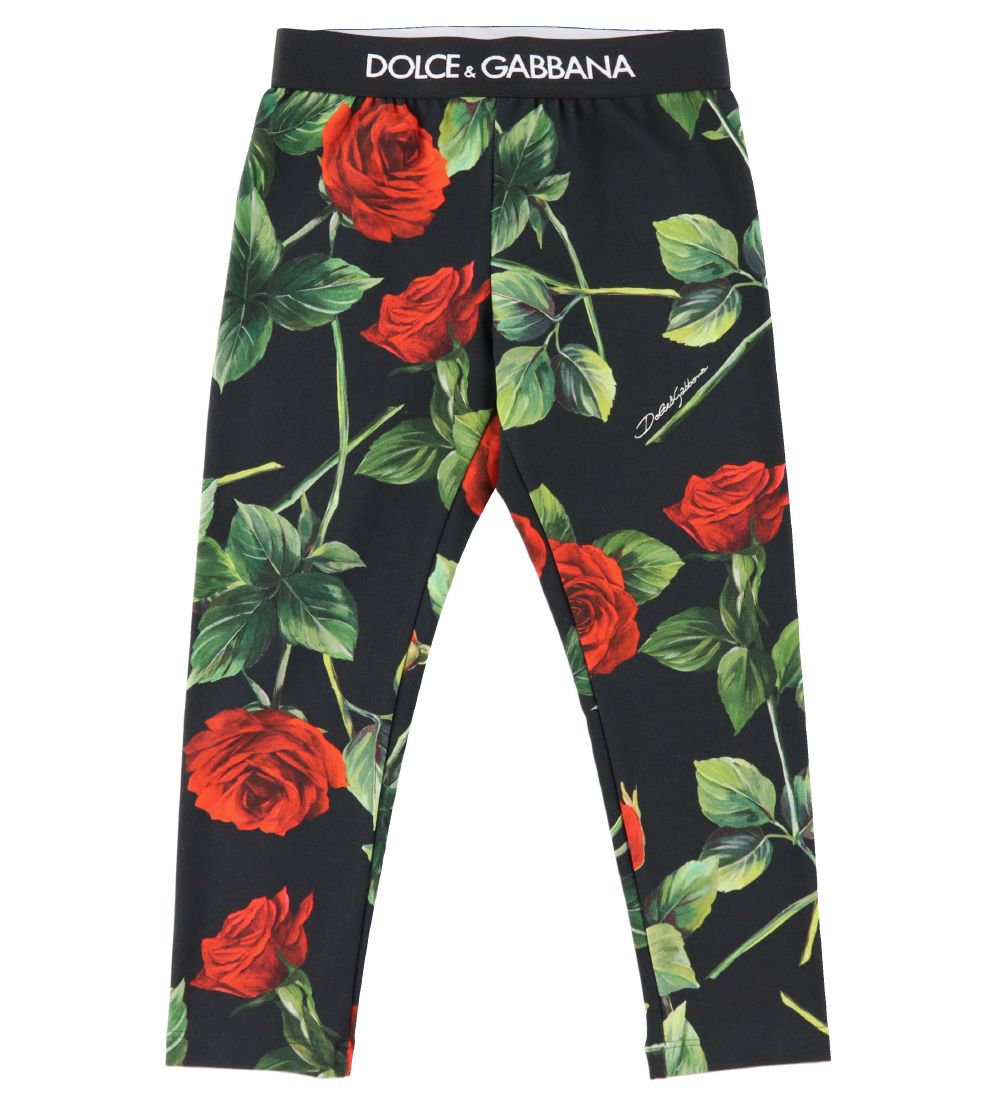 Dolce & Gabbana Leggings - 90's - Sort m. Roser
