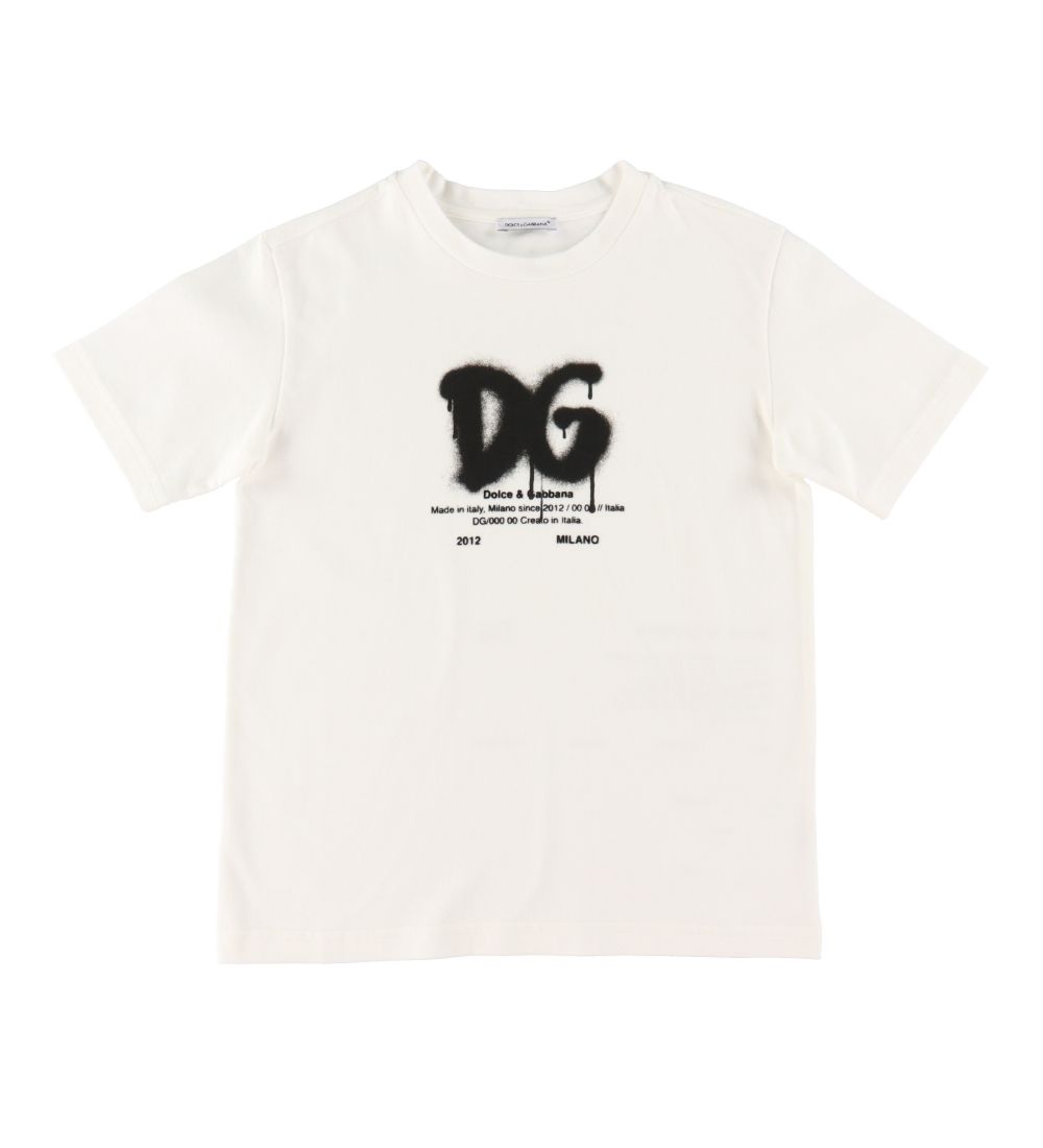Dolce & Gabbana T-Shirt - DNA - Hvid m. Logo