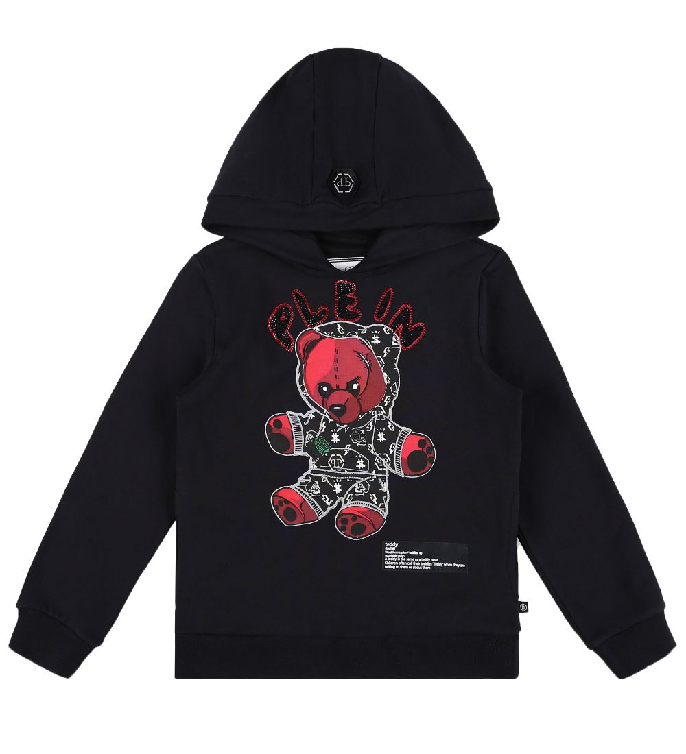 Philipp Plein Hættetrøje - Teddy Bear - Sort/Rød m. Silimisten