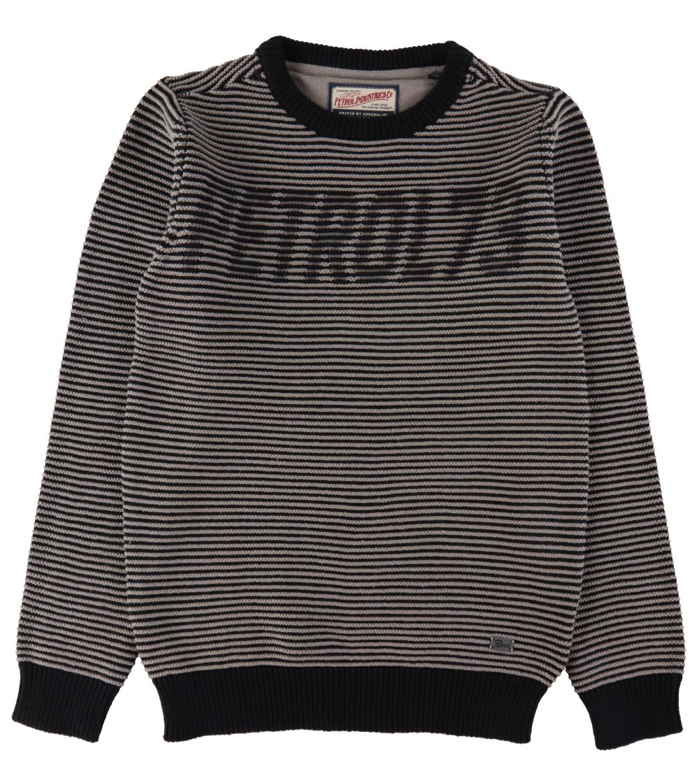 Petrol Industries Bluse - Strik - Sort/Gr Stribet