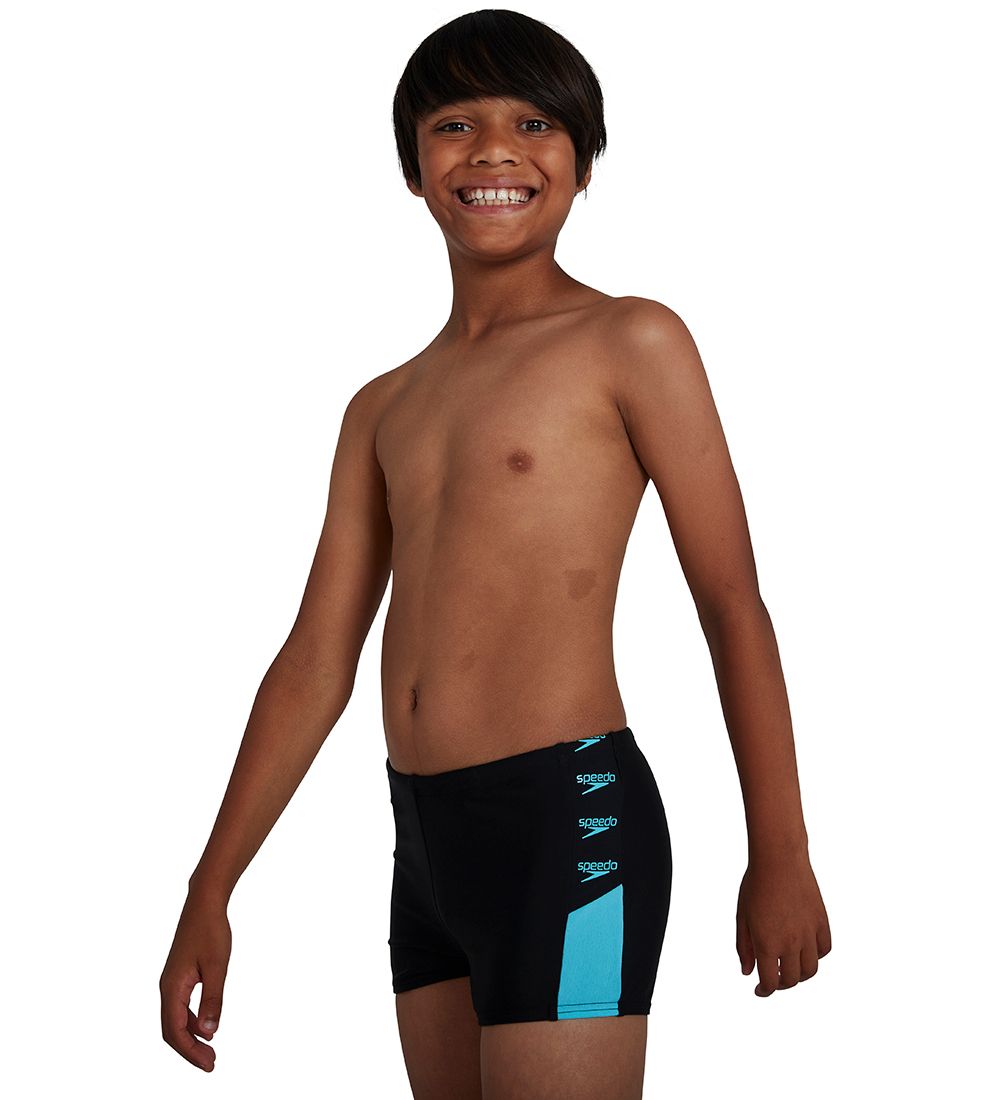 Speedo Badebukser - Boom Logo Splice Aquashorts - Sort/Turkis