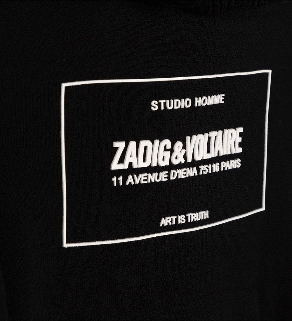 Zadig & Voltaire Hættetrøje - Uld - Wild Sound - Sort m. Hvid