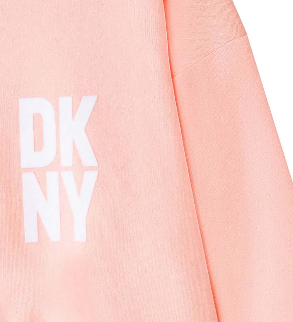 DKNY Sweatshirt - Cropped - Pale Pink m. Hvid