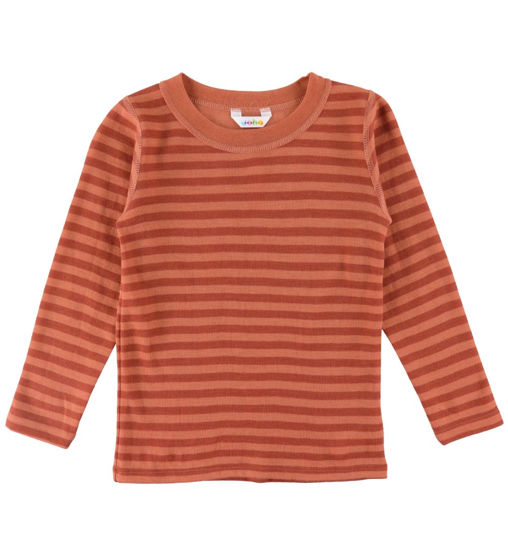 Joha Bluse - Uld - Orange/Rødstribet