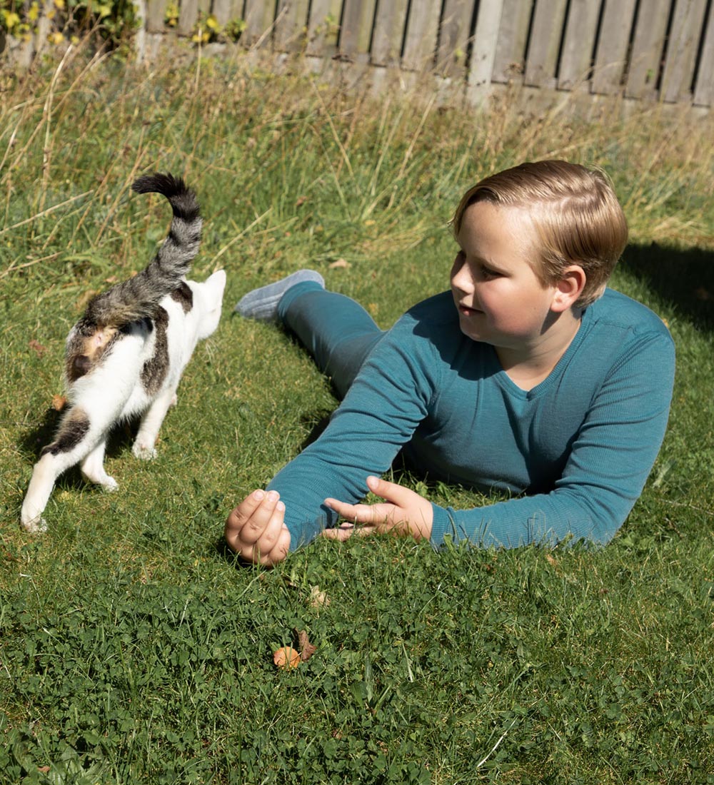 Joha Leggings - Uld/Silke - Rib - Blå