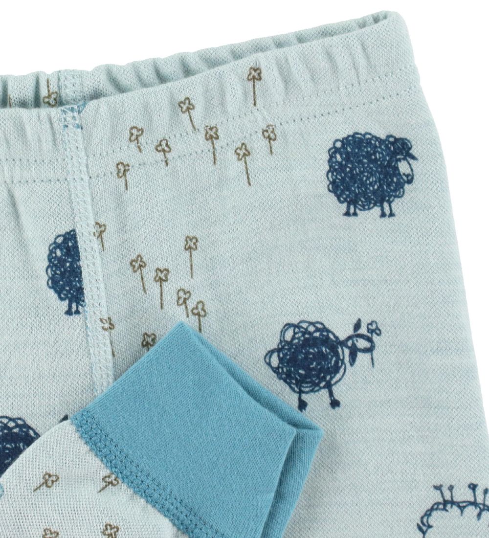 Joha Leggings - Uld/Bomuld - Lyseblå m. Får
