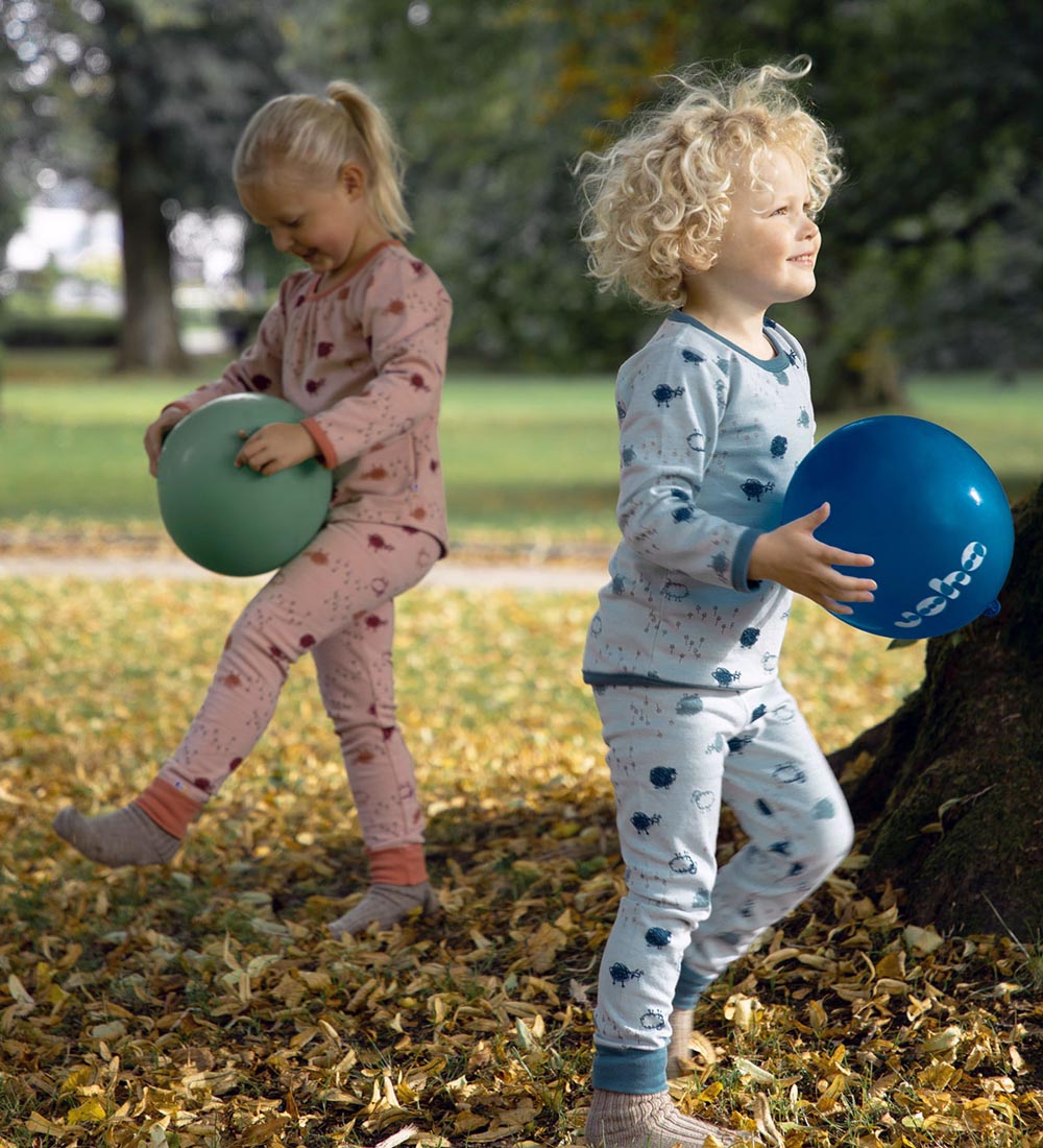 Joha Leggings - Uld/Bomuld - Lyseblå m. Får