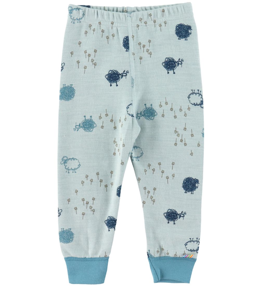 Joha Leggings - Uld/Bomuld - Lyseblå m. Får