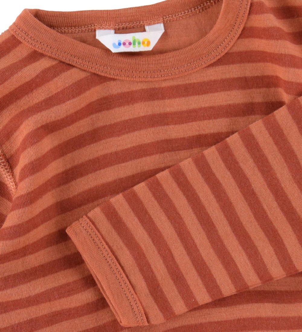Joha Bluse - Uld - Orange/Rødstribet