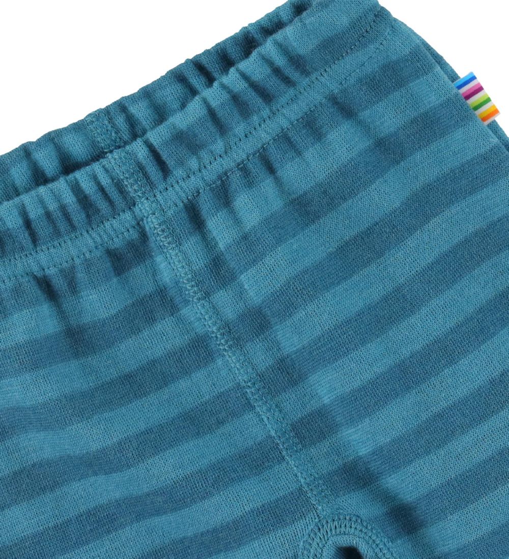 Joha Leggings m. Fod - Uld - Blåstribet