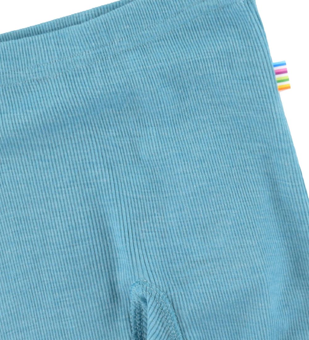 Joha Leggings m. Fod - Uld/Silke - Rib - Blå