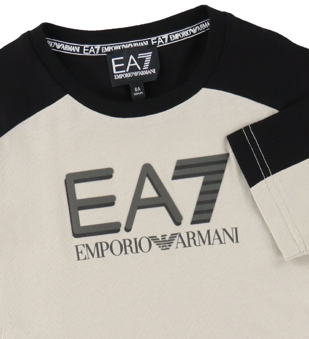 EA7 T-shirt - Silver Cloud m. Sort