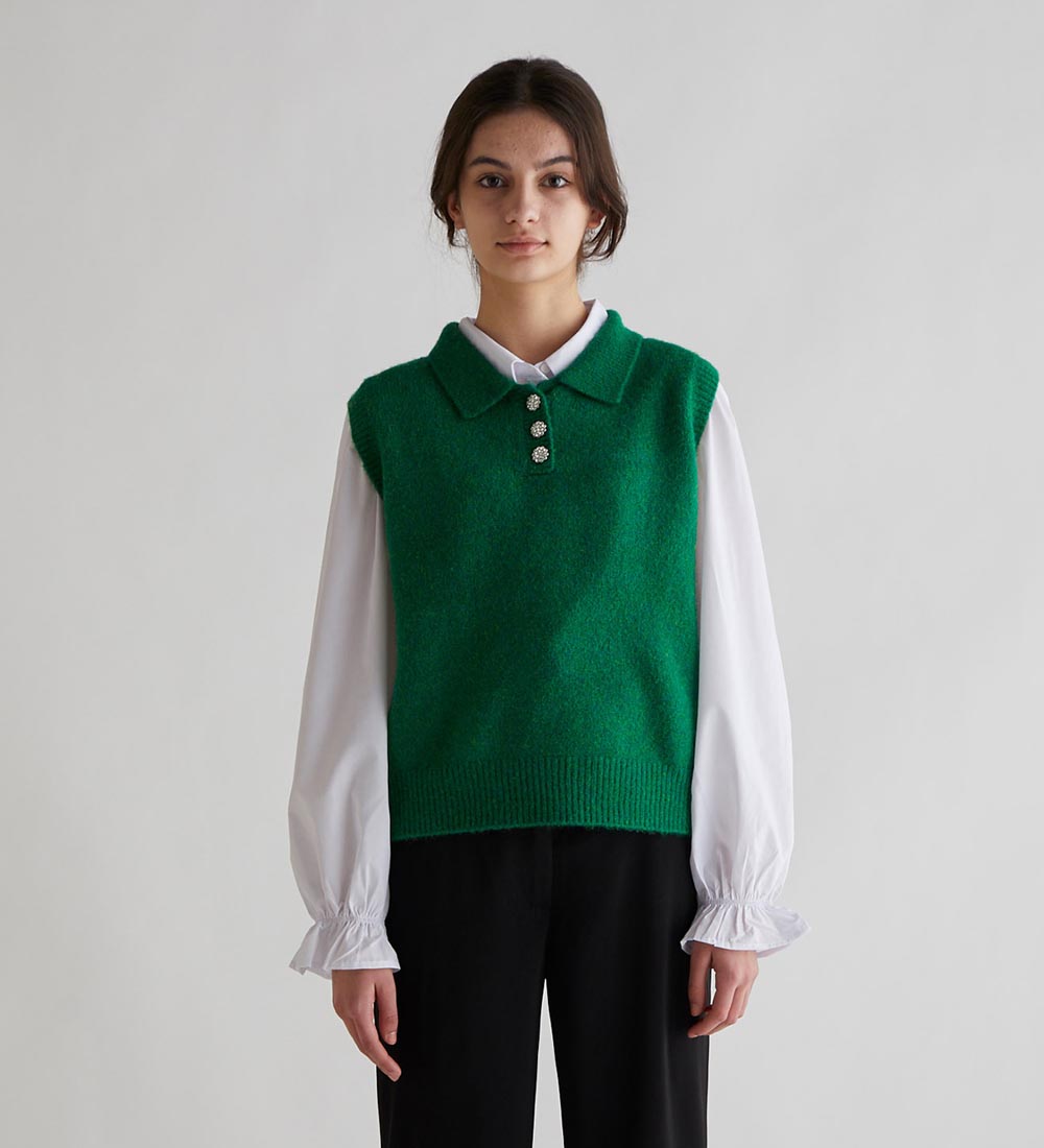 Grunt Vest - Camille Knit Vest - Grøn