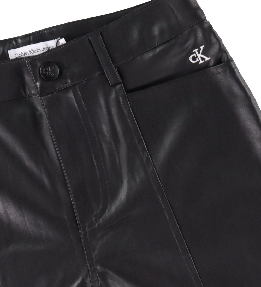 Calvin Klein Bukser - PU Leather - Sort