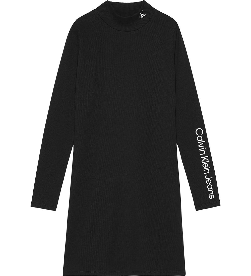 Calvin Klein Kjole - Rib - Mock Neck - Sort