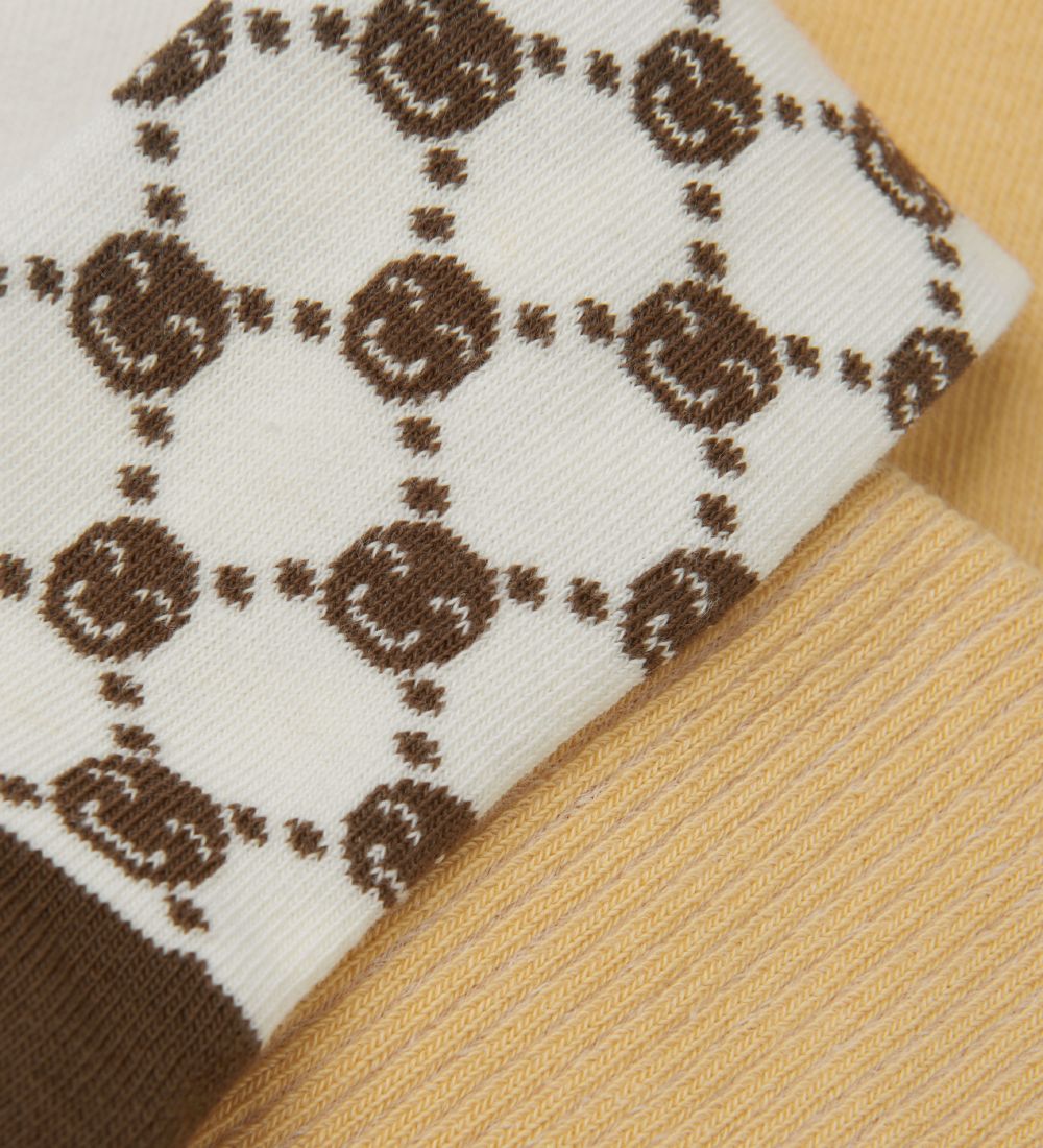 Minymo Strømpebukser - 2-Pak - Cocoa Brown m. Mønster