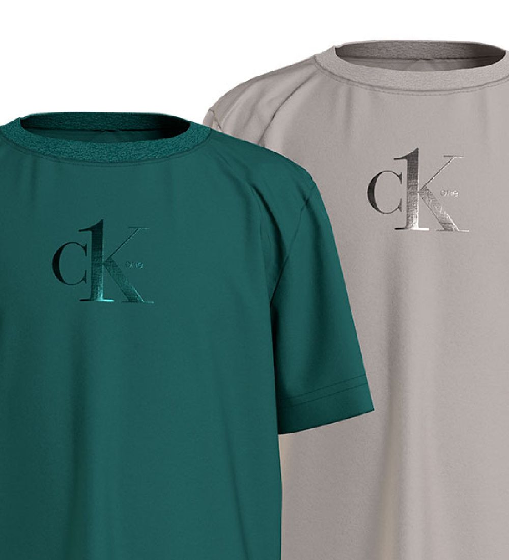 Calvin Klein T-shirt - 2-pak - Dark Turquoise/Light Stone