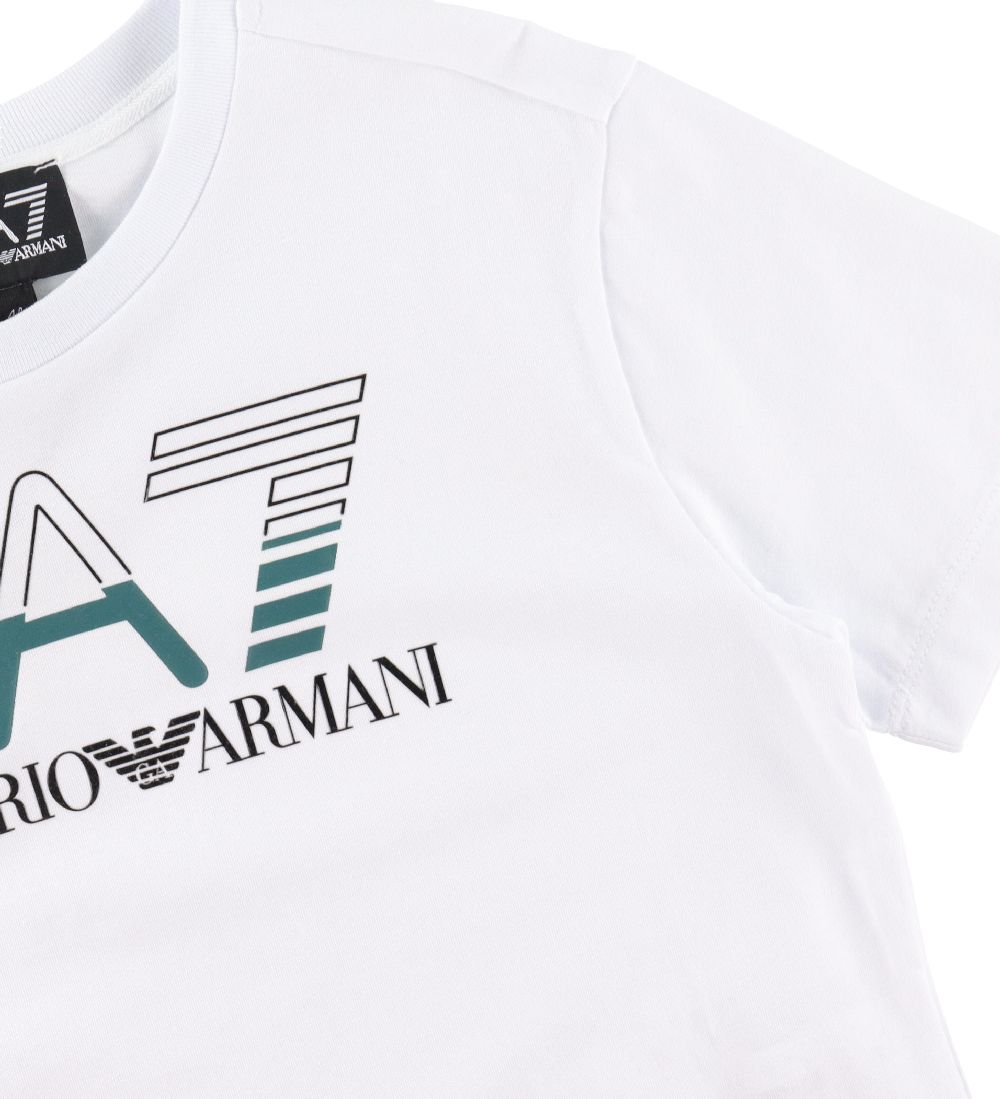 EA7 T-shirt - Hvid m. Mørkegrøn