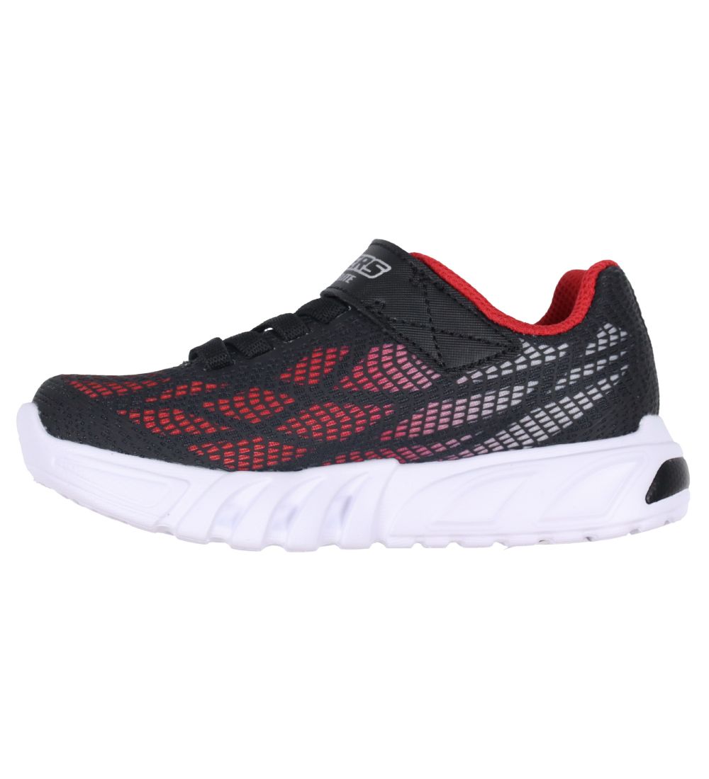 Skechers Sko m. Lys - Flex Glow Elite - Vorlo - Sort/Rød/Blå