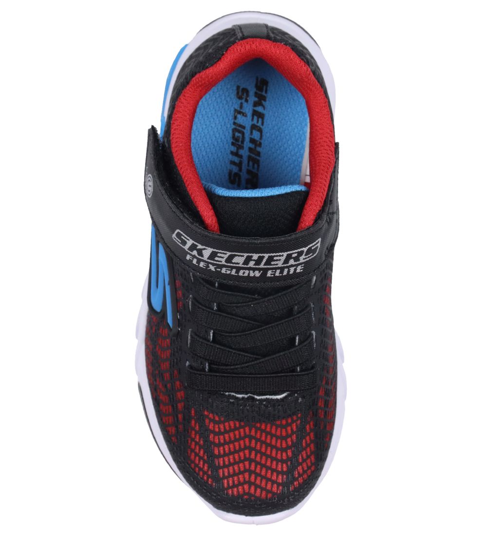 Skechers Sko m. Lys - Flex Glow Elite - Vorlo - Sort/Rød/Blå