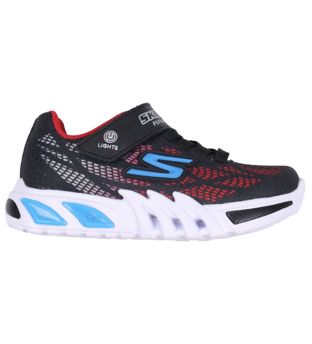 Skechers Sko m. Lys - Flex Glow Elite - Vorlo - Sort/Rd/Bl