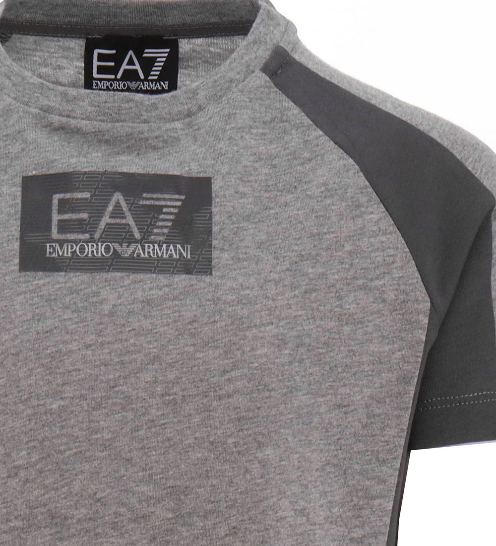 EA7 T-shirt - Grmeleret m. Mrkegr