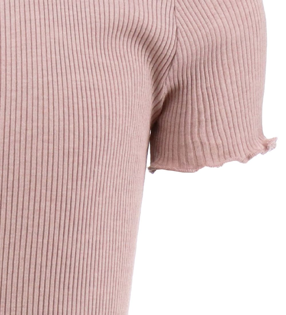 Minimalisma T-shirt - Silke/Bomuld - Blomst - Dusty Rose