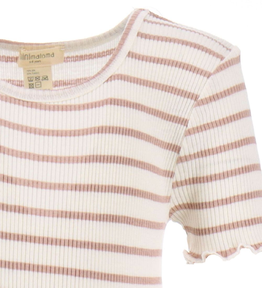 Minimalisma T-shirt - Silke/Bomuld - Blomst - Dusty Stripes