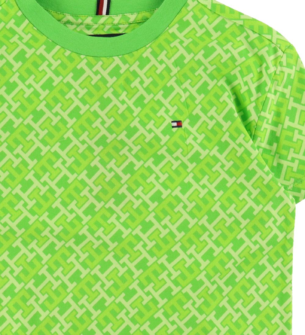 Tommy Hilfiger T-shirt - Monogram Aop Tee - Spring Lime