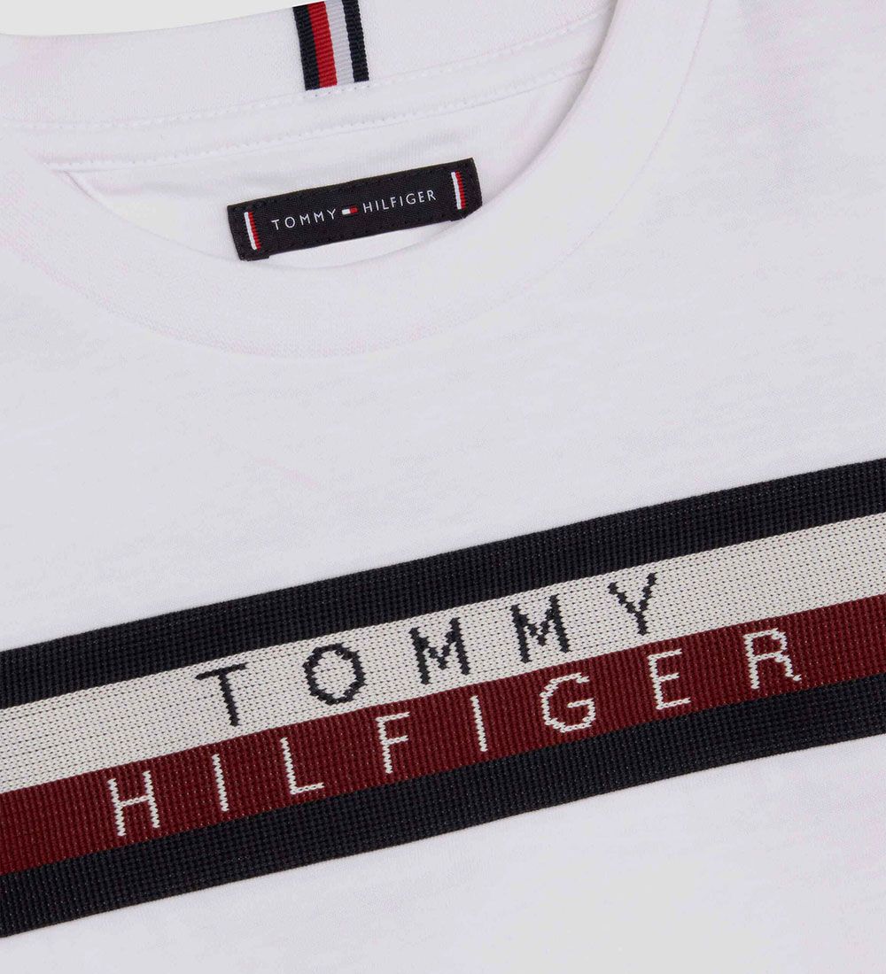 Tommy Hilfiger T-shirt - Global Stripe Tee - Hvid