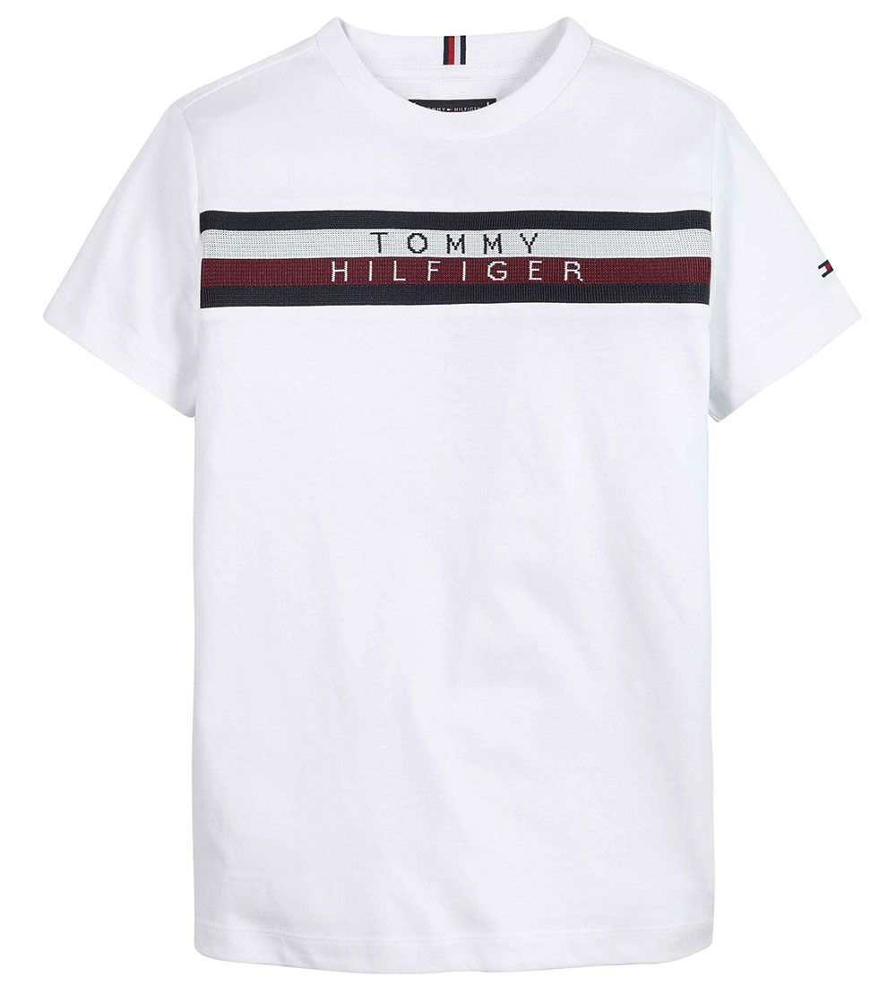 Tommy Hilfiger T-shirt - Global Stripe Tee - Hvid