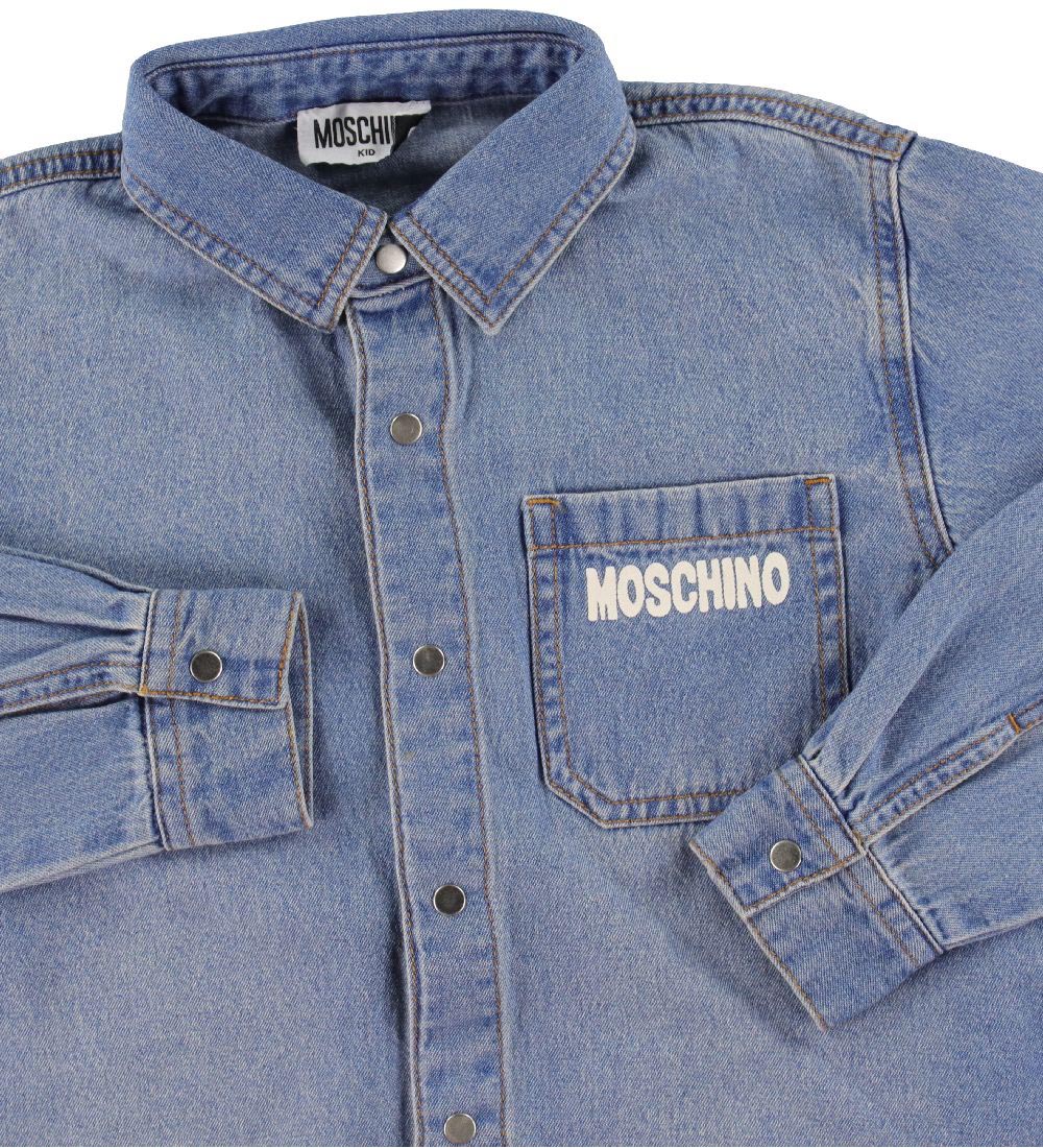 Moschino Skjorte - Denim - Blå m. Bamse