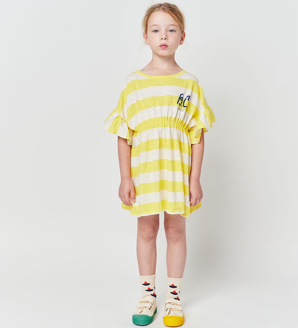 Bobo Choses Kjole - Yellow Stripes Ruffle - Gul/Hvid