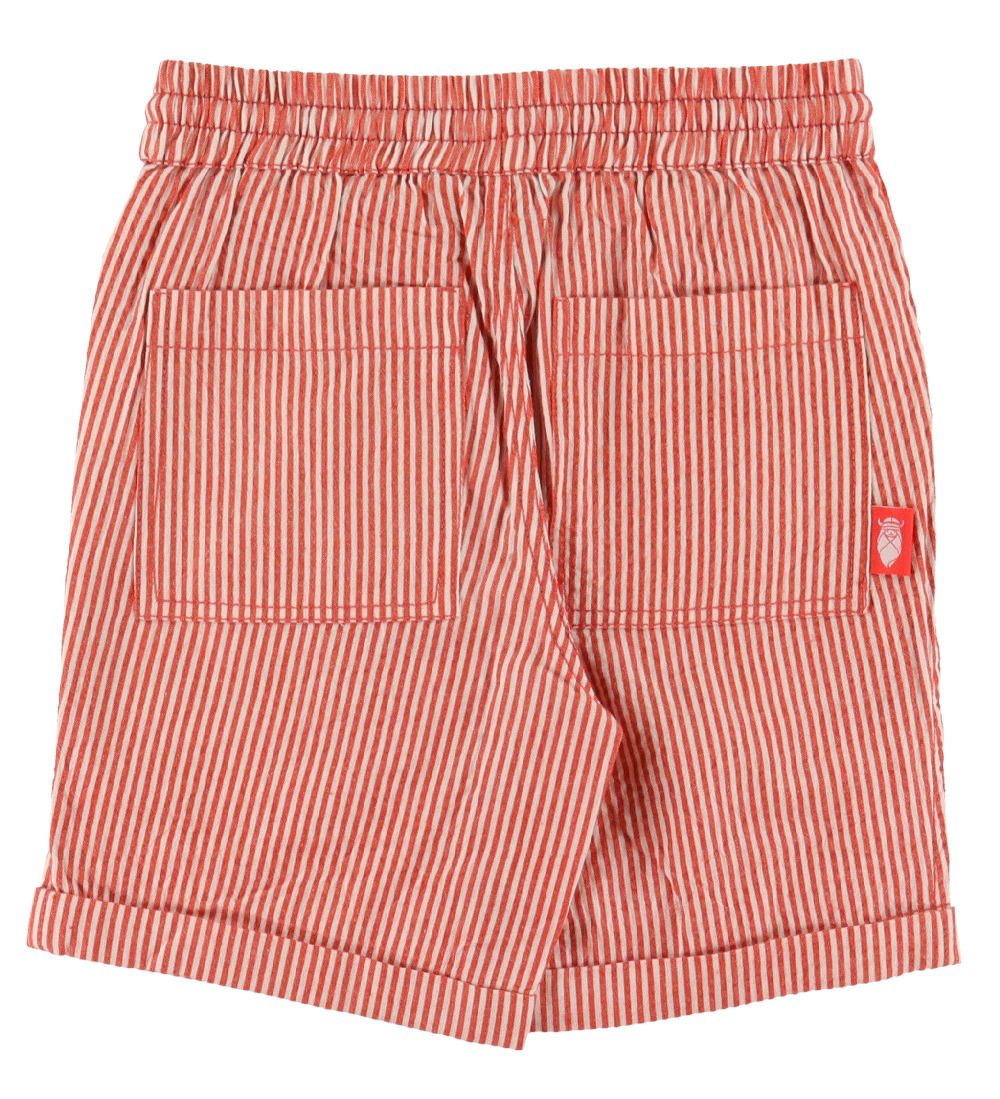 Danefæ Shorts - Danalfred Searsucker - Chalk/Bright Red