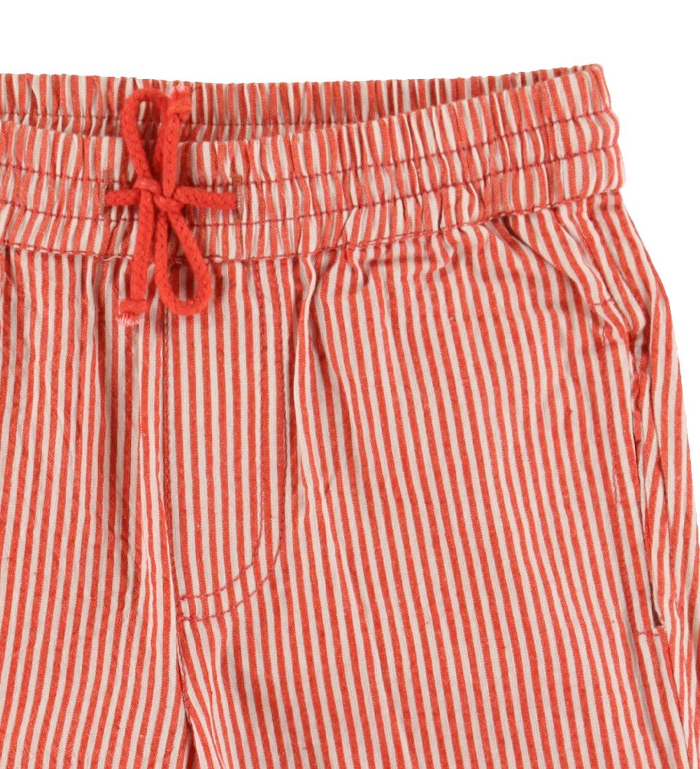 Danefæ Shorts - Danalfred Searsucker - Chalk/Bright Red