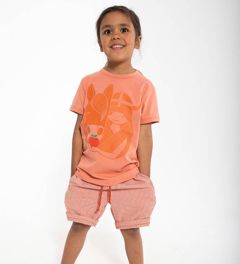 Danefæ Shorts - Danalfred Searsucker - Chalk/Bright Red