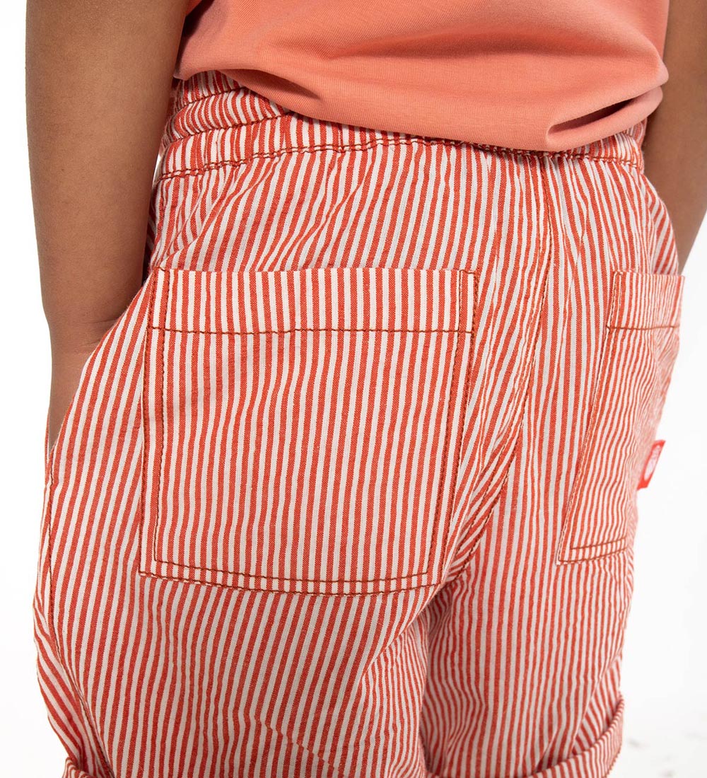Danefæ Shorts - Danalfred Searsucker - Chalk/Bright Red