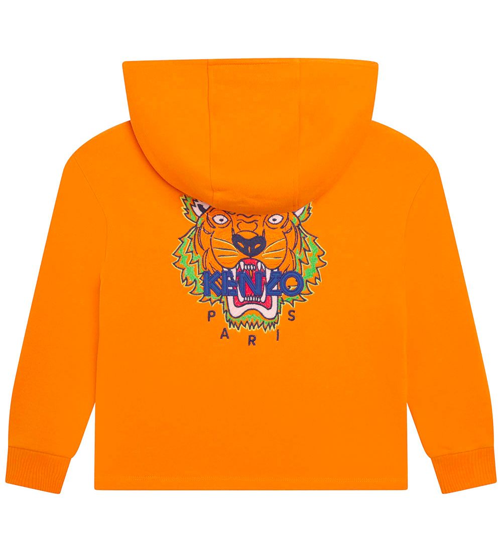 Kenzo Hættetrøje m. Lynlås - Orange m. Logo