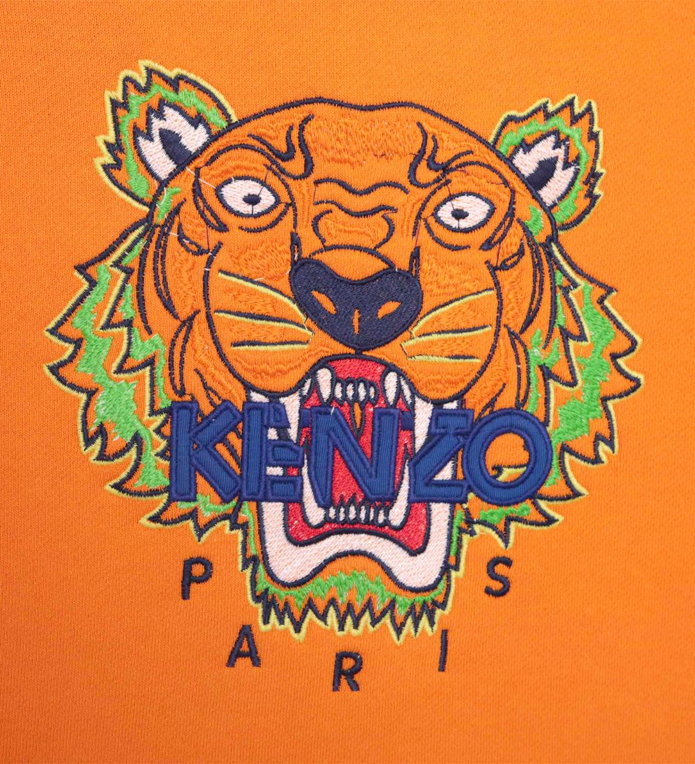 Kenzo Hættetrøje m. Lynlås - Orange m. Logo