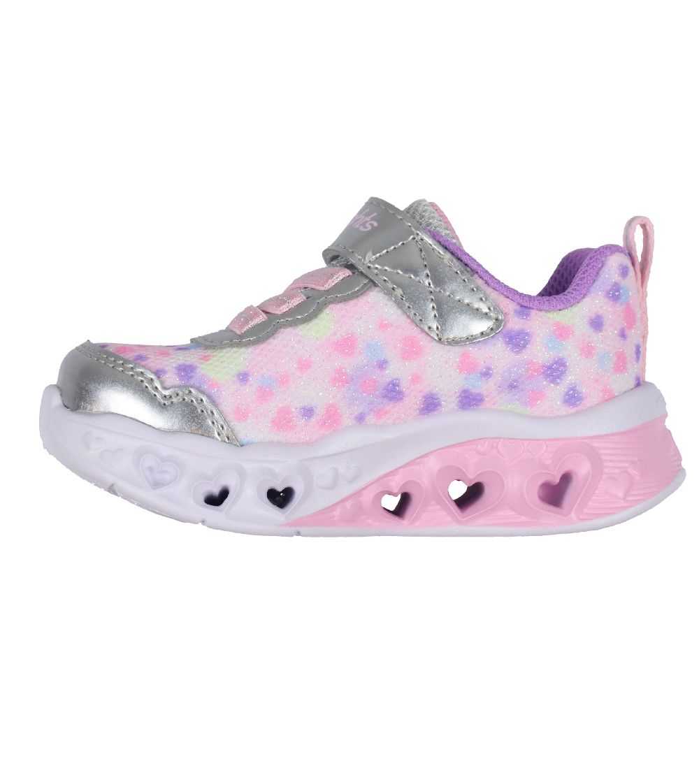 Skechers Sneakers m. Lys - Slip Ins - Silver/Pink