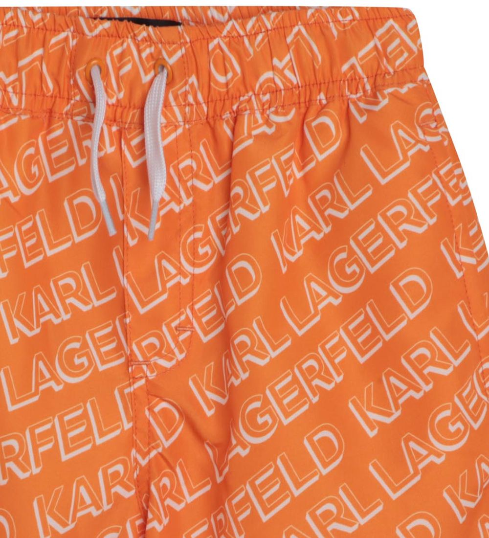 Karl Lagerfeld Badeshorts - Orange m. Hvid