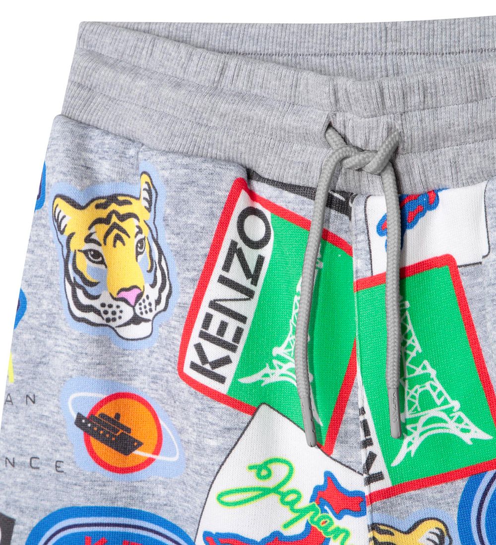 Kenzo Sweatshorts - Gråmeleret m. Print