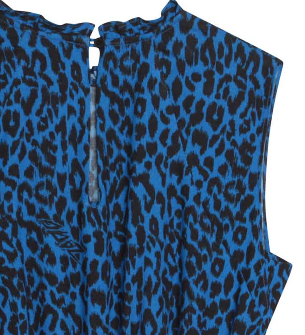 Zadig & Voltaire Kjole - Electric Blue m. Leopardprint
