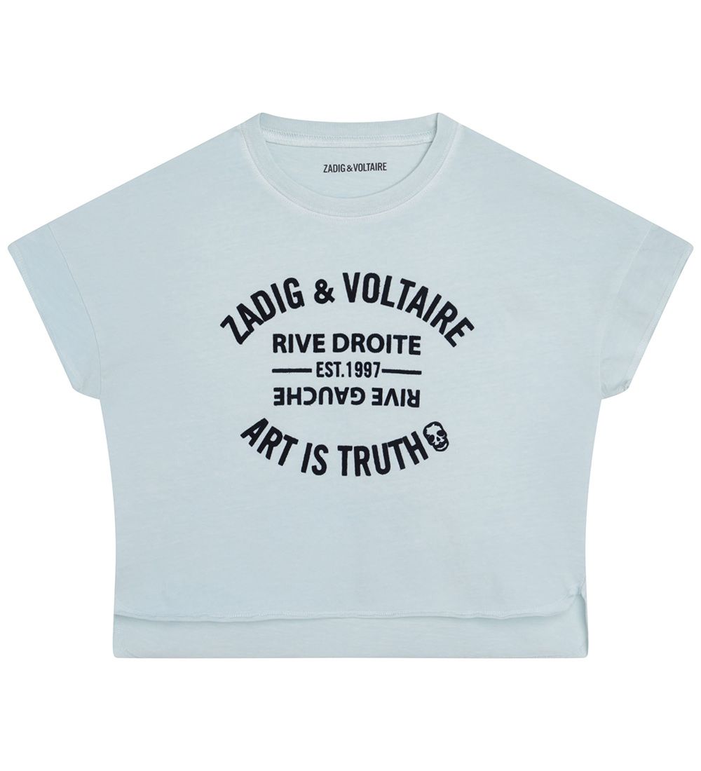 Zadig & Voltaire T-shirt - Cropped - Lysebl m. Sort