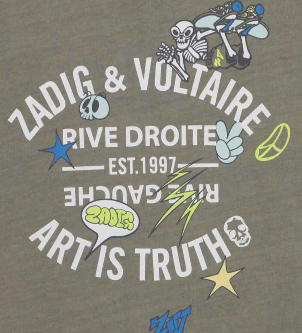 Zadig & Voltaire T-shirt - Kaki Clair m. Print