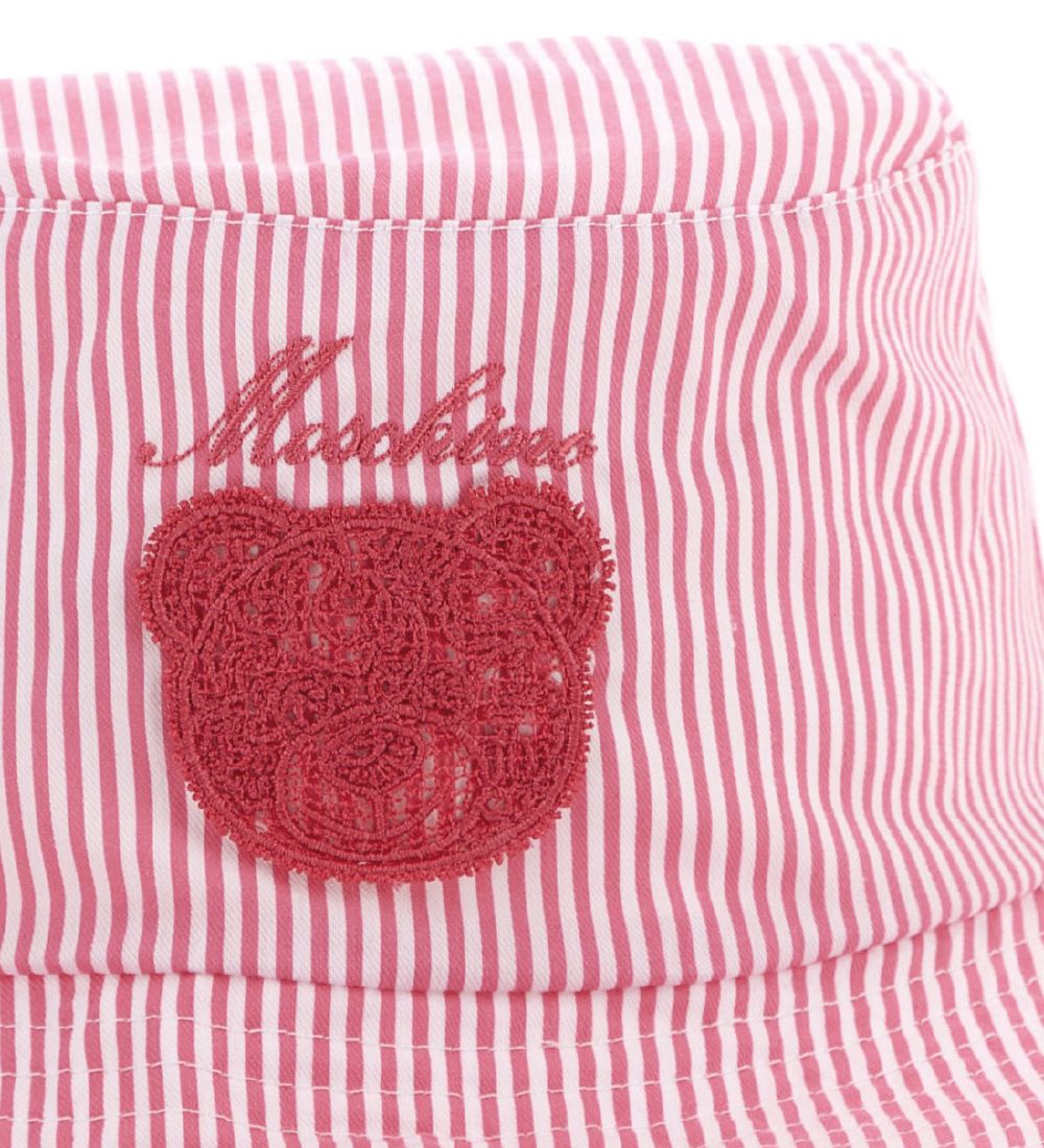 Moschino Bøllehat - Pink/Hvidstribet m. Logo