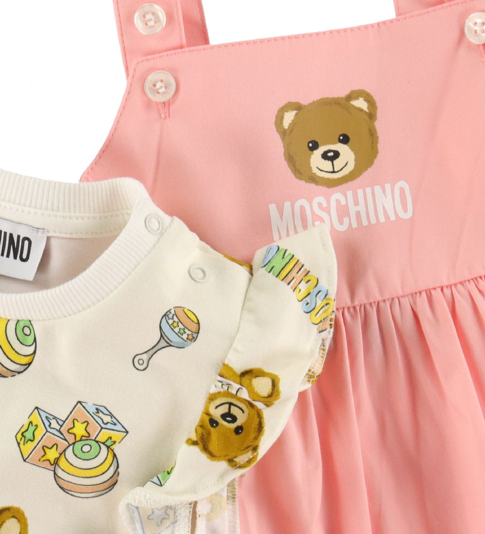 Moschino T-shirt/Kjole - Rosa/Creme m. Logoer