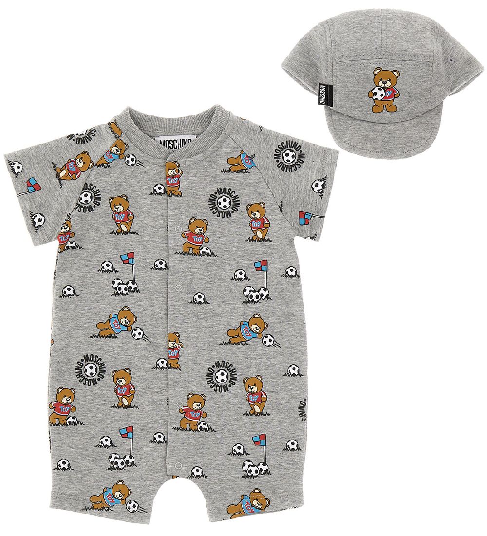 Moschino Sommerdragt/Kasket - Gråmeleret m. Print