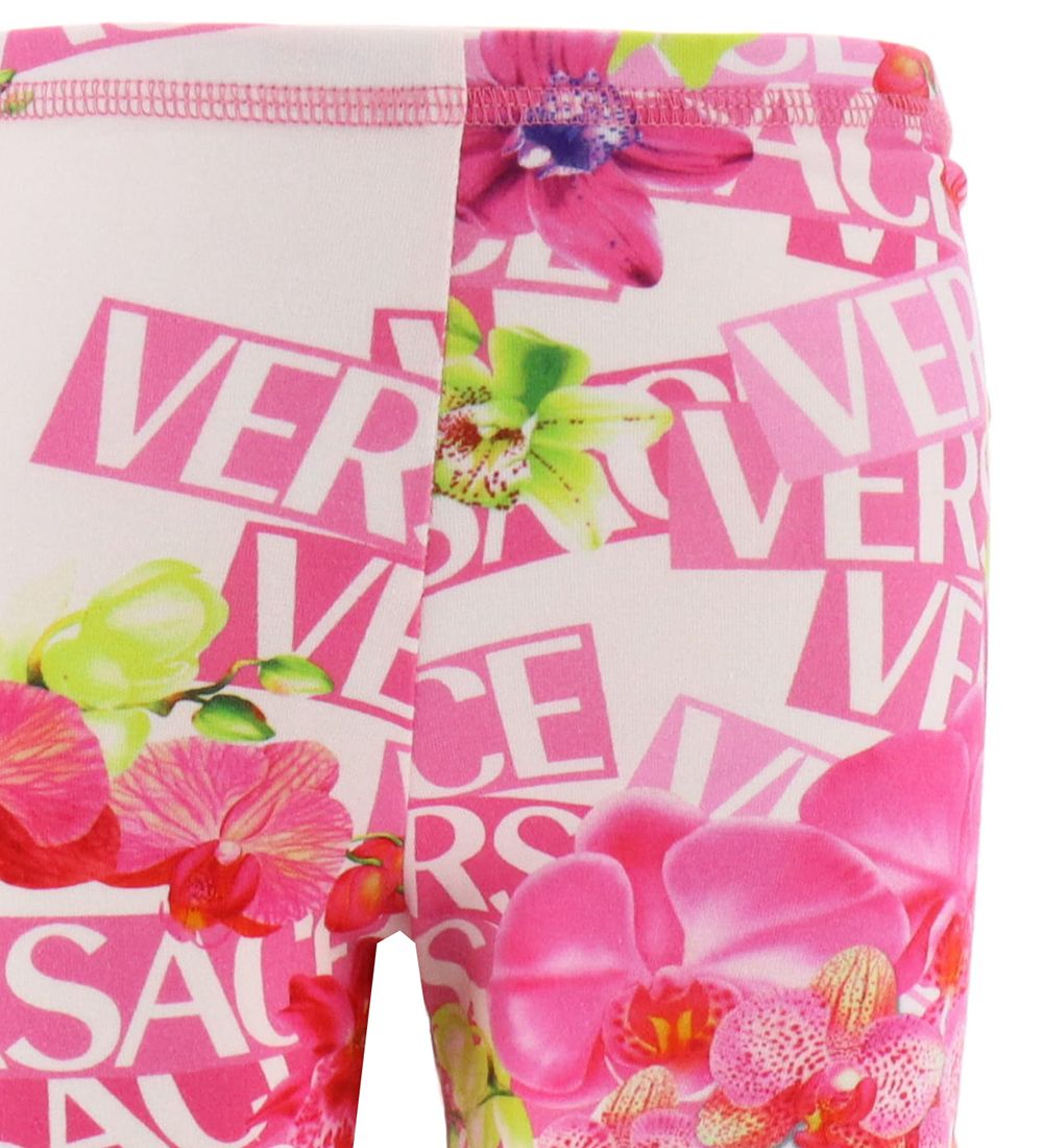 Versace Leggings - Logo Orchid - Hvid/Rosablomstret